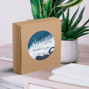 Strand Huwelijk Oceaan Golven Dank Je Waardering Ronde Sticker