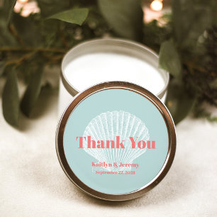 Strand Huwelijk Schelp Bedankt Aqua Koraal Roze Ronde Sticker