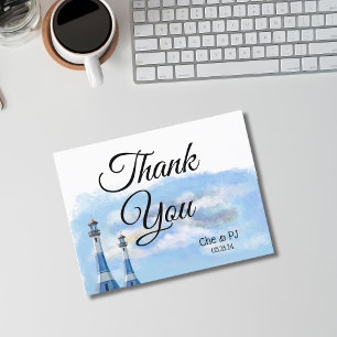 Strand Huwelijk Thema Bedankt Ansichtkaart Briefkaart
