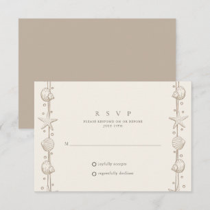Strand Huwelijk Zand Schelp RSVP Kaartje