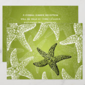 Strand Huwelijksreceptie Zeester Lime Groen Kaart (Voorkant / Achterkant)