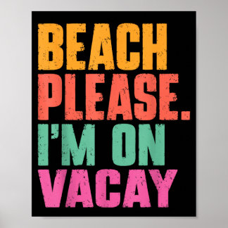 Strand ik ben op vakantie zomer vakantie retro vin poster