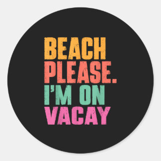 Strand ik ben op vakantie zomer vakantie retro vin ronde sticker