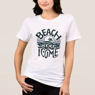 Strand Ik Kom Hier Zonsondergang & Palmboom Eiland Tri-Blend Shirt