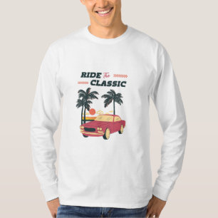 Strand Illustratie Retro Klassieke Auto T-shirt