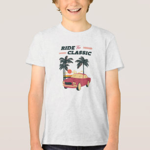 Strand Illustratie Retro Klassieke Auto Tri-Blend Shirt