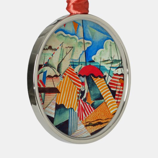 strand in Biarritz (Frankrijk) van Bedrich Feurste Metalen Ornament (Rechts)