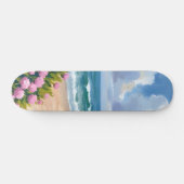 Strand in Bloei | Roze Hortensia aan de Oceaan Kus Skateboard (Horizontaal)