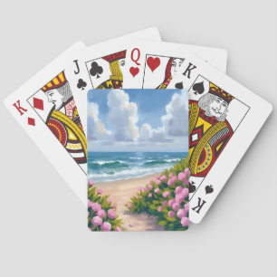 Strand in Bloei Roze Hortensia Kust Pokerkaarten