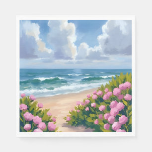 Strand in Bloei   Roze Hortensia Kust Servet