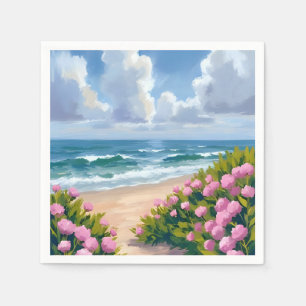 Strand in Bloei Roze Hortensia Kust Servet