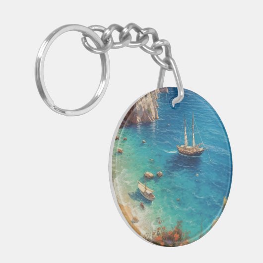 Strand in Griekenland Sleutelhanger (Voorkant Links)