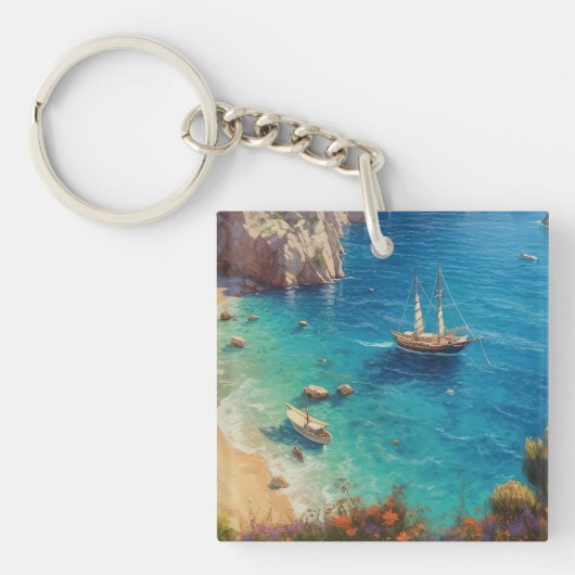 Strand in Griekenland Sleutelhanger (Voorkant)