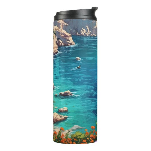 Strand in Griekenland Thermosbeker (Gedraaid links)