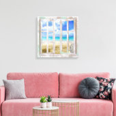 Strand in open raam kusthuisje verpakt canvas afdruk (Insitu (Woonkamer))