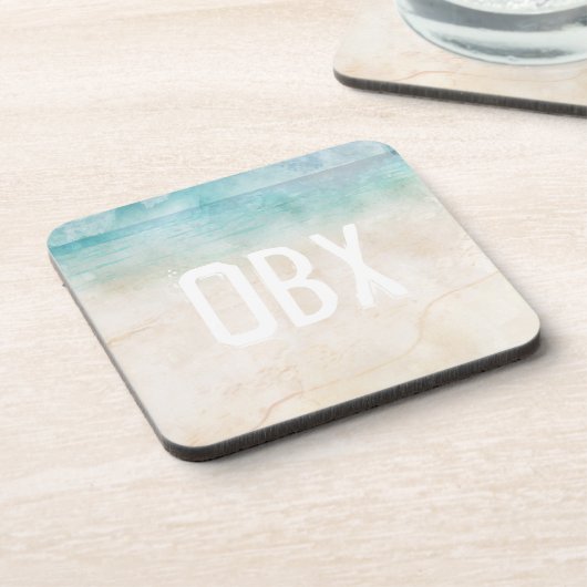 Strand Initialen Ocean Beach Water Sand Travel Fun Bier Onderzetter (Linkerzijde)