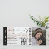 Strand instapkaart trouw save the date ticket kaart (Staand voorkant)