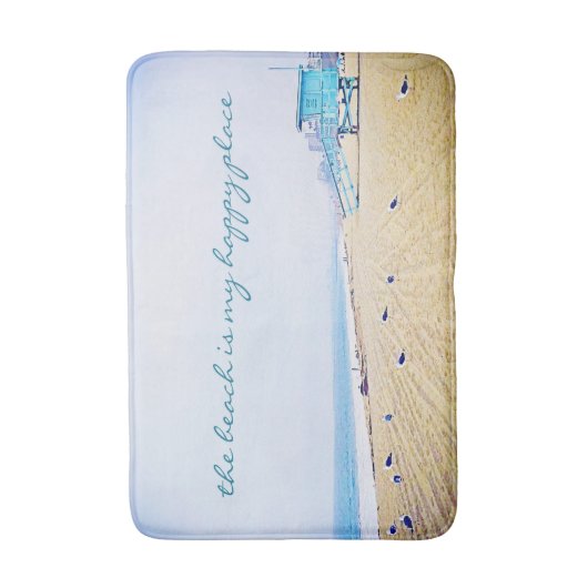 Strand is mijn gelukkig plaats script oceaan kust  badmat (Voorkant Verticaal)