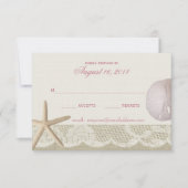 strand ivoor en roze reactie RSVP kaartje (Voorkant)