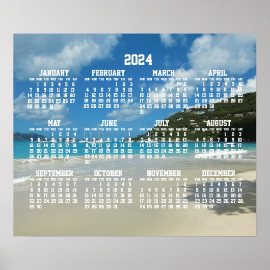 Strand Jaarkalender 2024 met foto Poster (Voorkant)