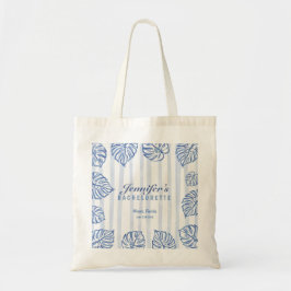 Strand JUFFER Avontuurlijk Blauwe palmbladeren Tote Bag