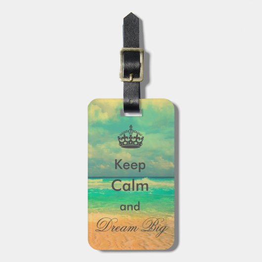 strand "Keep Calm and Dream Big", citaat Bagagelabel (Voorkant verticaal)