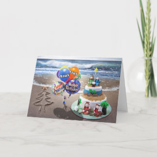 Strand Kerst Kaart, Gelukkige Verjaardag Jezus Feestdagen Kaart