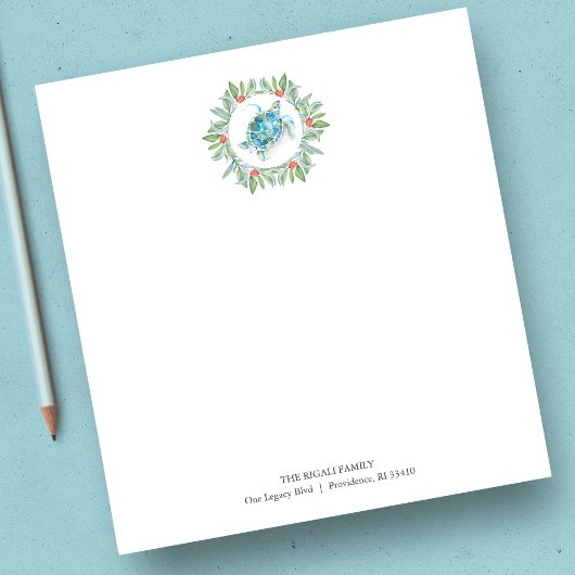 Strand Kerst Notitieblokken Waterverf Zee Schildpa