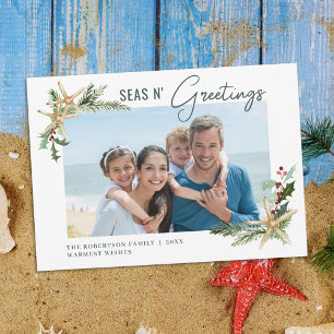 Strand Kerst Zeester Zeeen N Groetjes Foto Feestdagenkaart