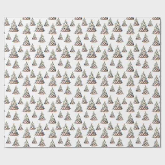 Strand Kerstboom Patroon Cadeaupapier (Vlak)