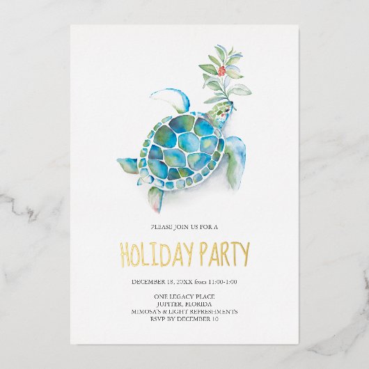 Strand Kerstmis feestdag uitnodiging (Voorkant)