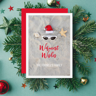 Strand Kerstmuts Kerstmis in juli Feestdagenkaart