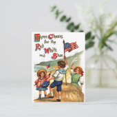 Strand Kinder 4th of July Vlag Briefkaart Kunst (Staand voorkant)