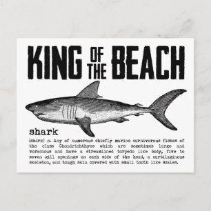 Strand King Shark Definition Zwart n Wit Briefkaart