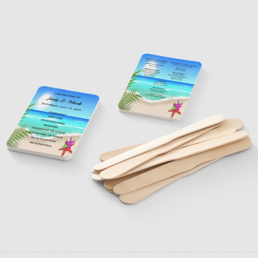Strand Kleurrijke Starfish bruiloft programma fans Handwaaier (Niet-gemonteerd)