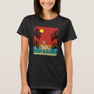 Strand Kokospalm Retro Grafische Pitbull Hond Zo T-shirt