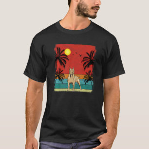 Strand Kokospalm Retro Grafische Pitbull Hond Zome T-shirt