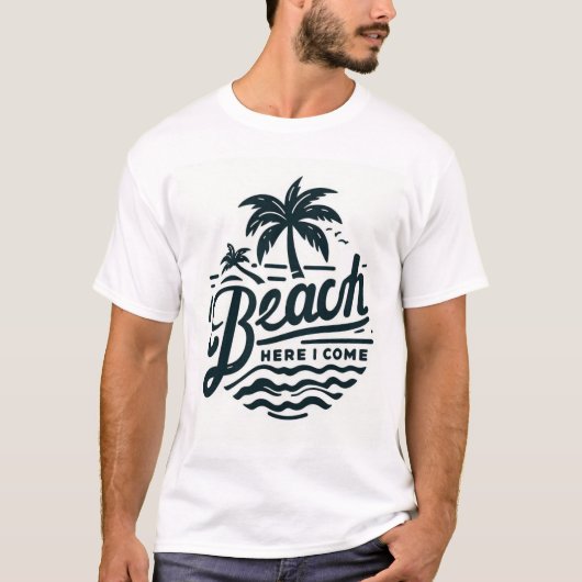 Strand Kom Ik Kom Tropische Palmboom T-shirt (Voorkant)