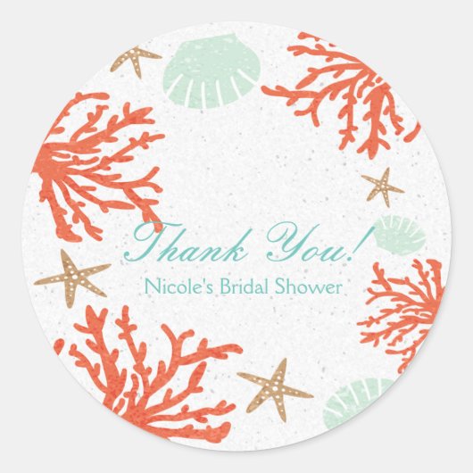 Strand Koraal Reef Zee Shell & Zeesterren Stickers (Voorkant)