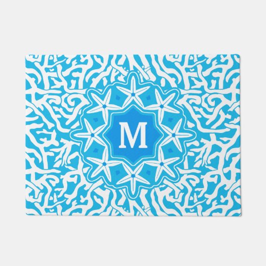 strand Koraalrif stervismonogram in Zee blauw Deurmat (Voorkant)