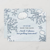 Strand Koraalrif Zeeschelp Zeester Bewaar de datum Aankondigingskaart (Voorkant / Achterkant)