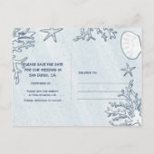 Strand Koraalrif Zeeschelp Zeester Bewaar de datum Aankondigingskaart (Achterkant)