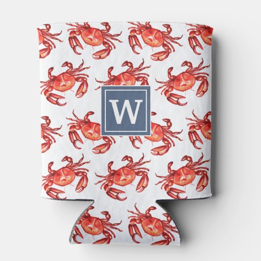 Strand krab patroon monogram Initiaal Blikjeskoeler (Achterkant)