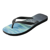 Strand Kunst Abstract Oceaan Zee Blauw Grijs Teal Teenslippers (Schuin)
