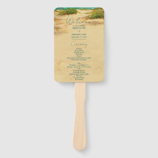 Strand kust bruiloft bestemmingsprogramma handwaaier (Voorkant)