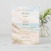 Strand kust bruiloft kaart (Staand voorkant)