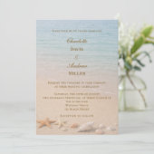 Strand kust bruiloft kaart (Staand voorkant)