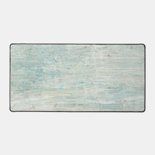 Strand Kust Driftwood Aqua Blauw Rustiek Hout Naam Bureaumat (Voorkant)