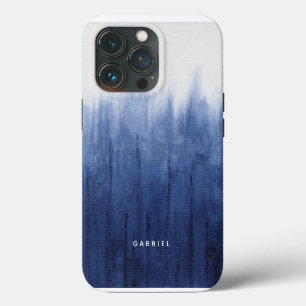 Strand Kust Modern Blauw en Wit Shibori Tie Dye iPhone 13 Pro Hoesje
