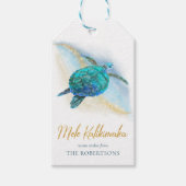 Strand Kust Zee Schildpad Mele Kalikimaka Cadeaulabel (Voorkant)